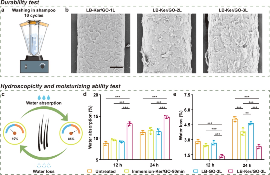 ​角蛋白/氧化石墨烯纳米复合材料实现高性能假发