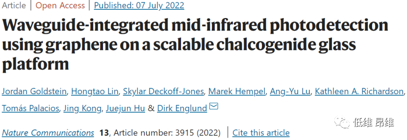 Nat. Commun.：在可扩展硫化物玻璃平台上使用石墨烯的波导集成中红外光电探测