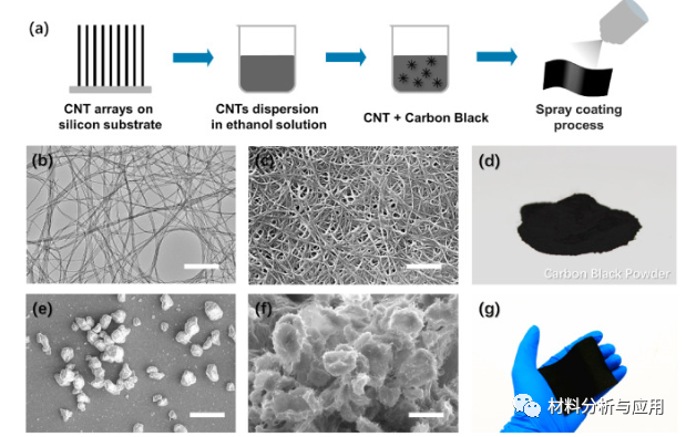 清华大学《Carbon》：碳纳米管和炭黑颗粒组成的新型黑色涂层，具有出色的吸收性能/光捕获能力