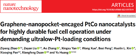 黄昱&段镶锋Nature Nano.：设计石墨烯口袋显著增强低PGM催化剂稳定性