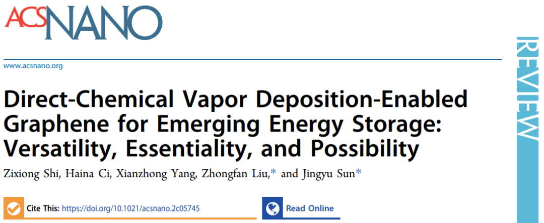 刘忠范院士/孙靖宇教授ACS Nano综述：直接生长石墨烯材料在电化学储能领域的应用：缘起、现状与展望