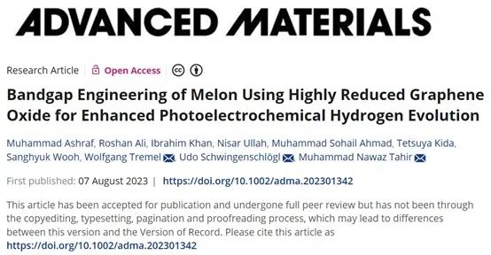 三单位联合AM：高还原石墨烯氧化物有效增强Melon的光电化学析氢性能