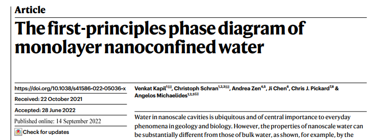 研究透视：Nature-单层纳米承压水的第一性原理相图 | 神奇的水-类石墨烯