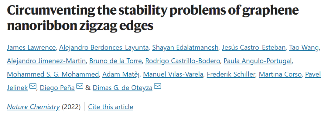 Nature Chemistry | 解决相关石墨烯衍生物的稳定性问题