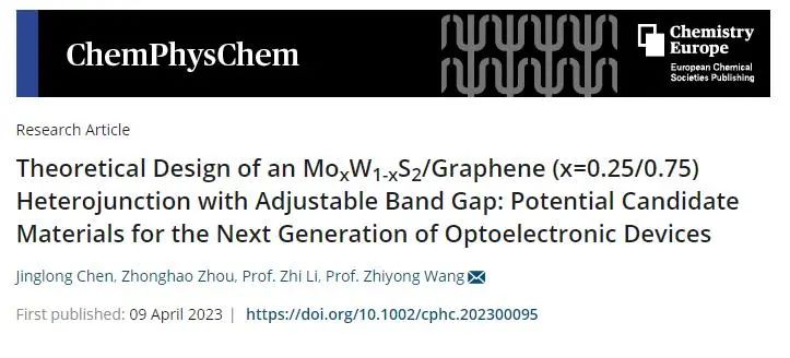 ChemPhysChem：可调带隙的MoxW1-xS2/石墨烯异质结的理论设计材料