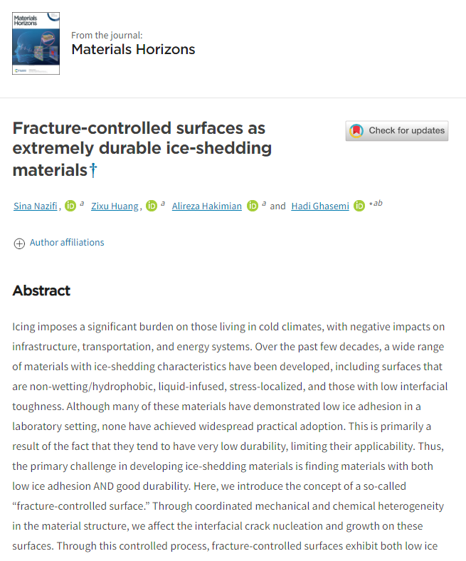 休斯顿大学研究团队发现极其耐用的除冰材料 表层断裂控制技术是关键