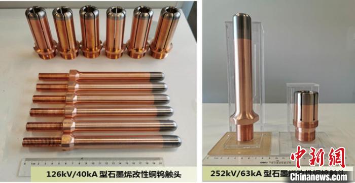 真石墨烯改性铜钨合金电触头成品 欧洲研究院供图