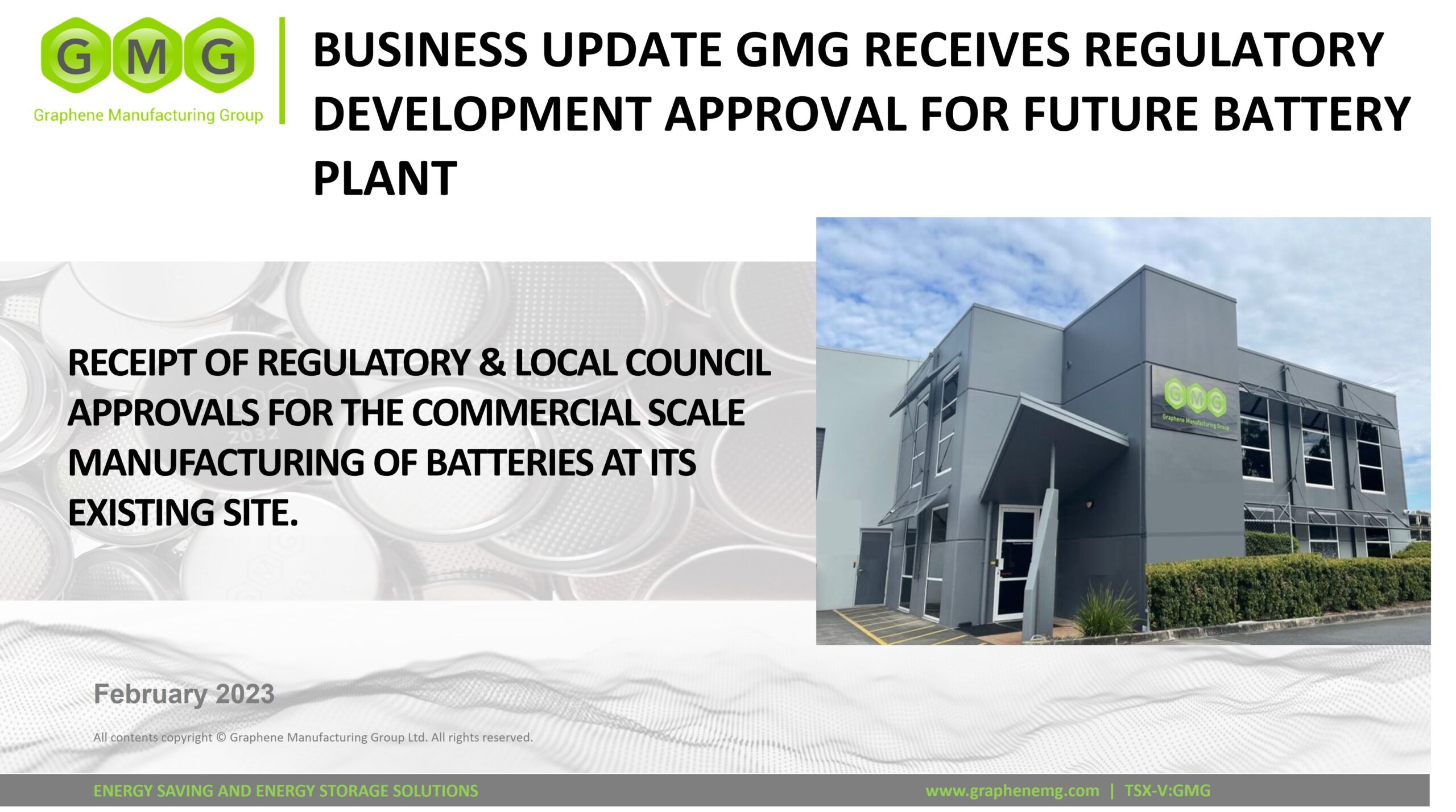GMG获得未来电池厂的监管开发批准