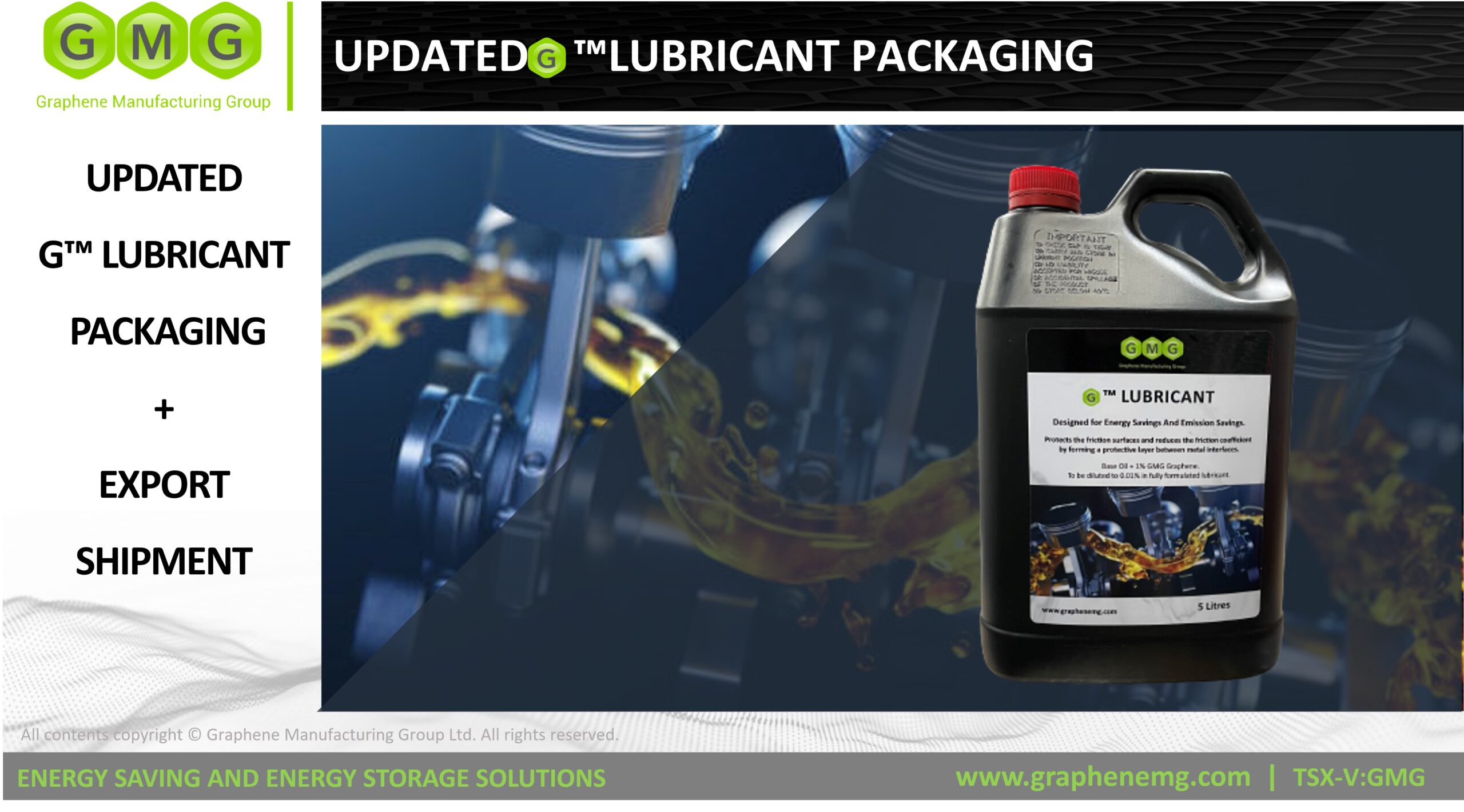 更新的G™润滑油包装+出口装运