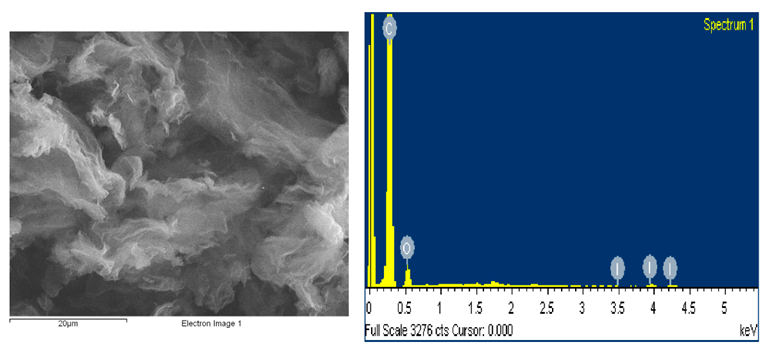 所制备的I-掺杂氧化石墨烯的SEM微观结构和能量色散X射线光谱光谱
