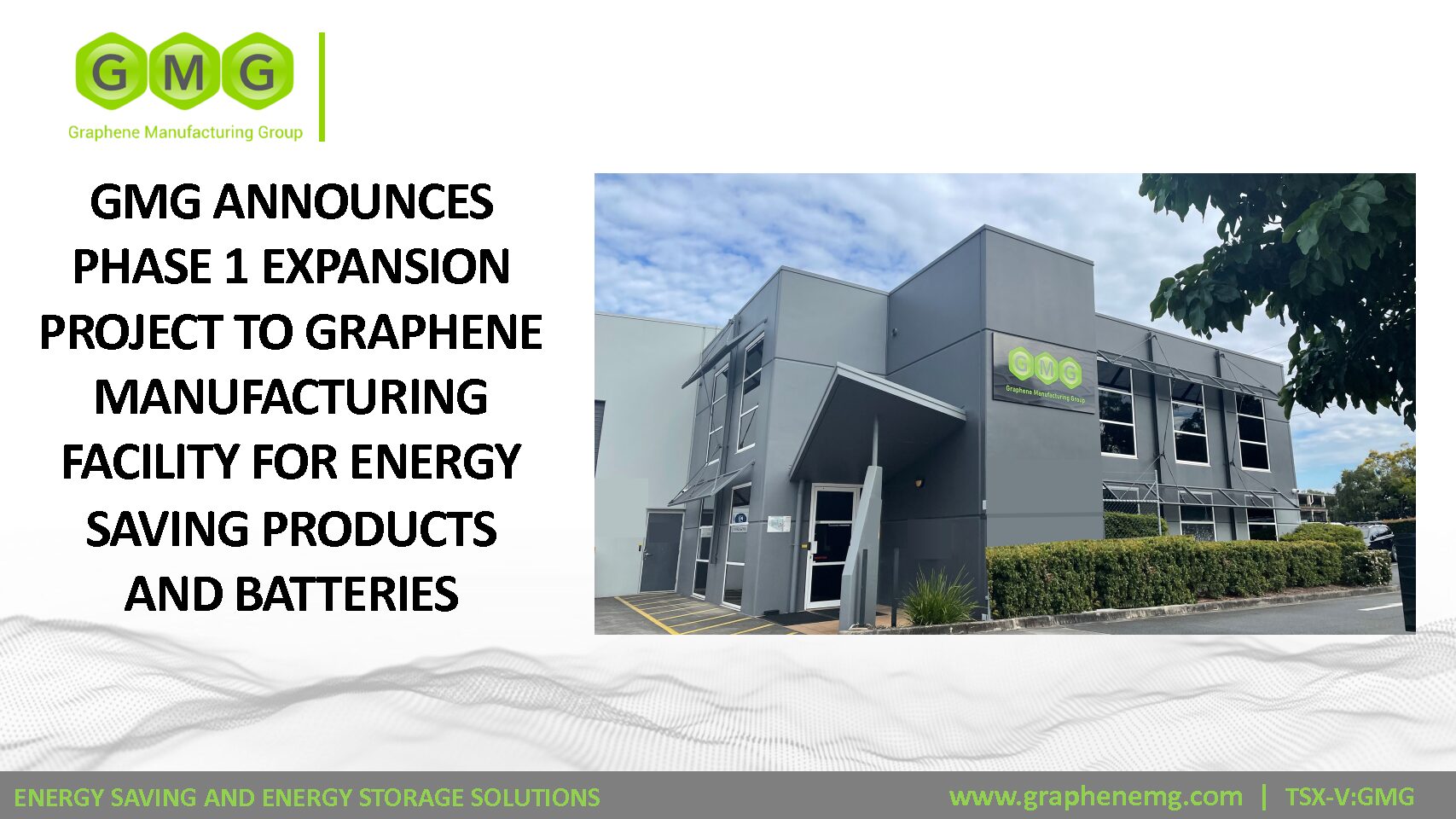 GMG宣布一期扩建石墨烯生产设施，用于节能产品和电池