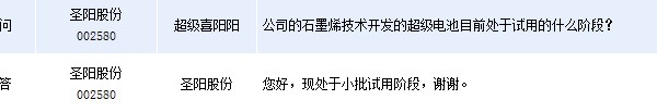 (互动)圣阳股份:石墨烯超级电池正小批试用