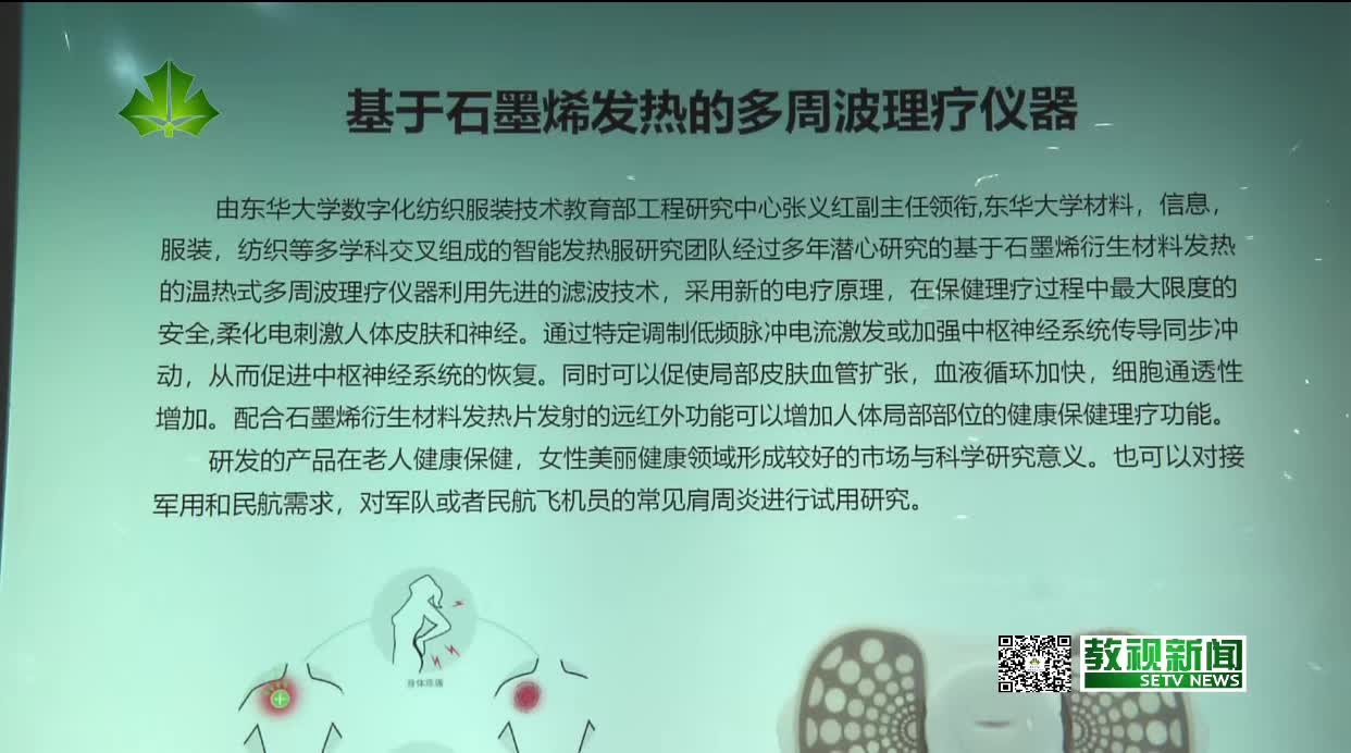 [上海教视新闻电视台]东华大学石墨烯智能理疗仪等项目参展工博会
