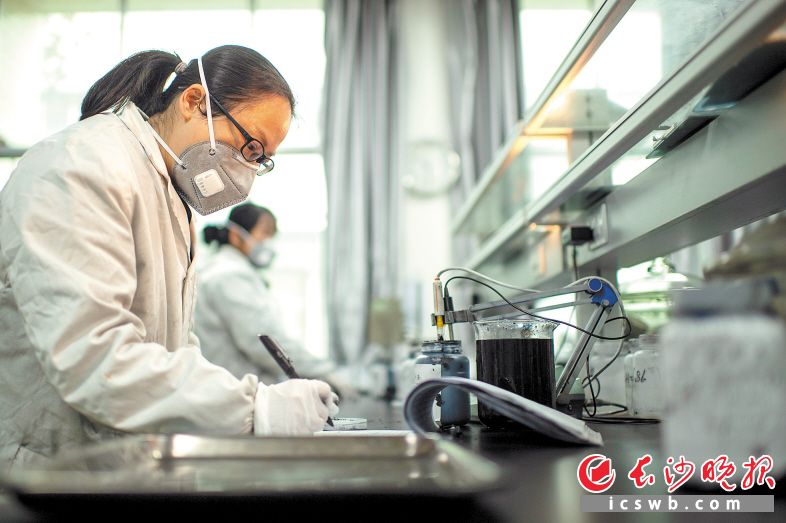 研究人员在研发实验室进行检测实验。长沙晚报全媒体记者 黄启晴 摄
