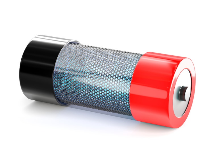 电池由石墨烯技术制成，隔离在白色背景上