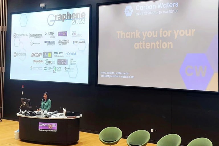 Rym Soltani, Process Manager at Carbon Waters, during the 2023 Graphene Conference