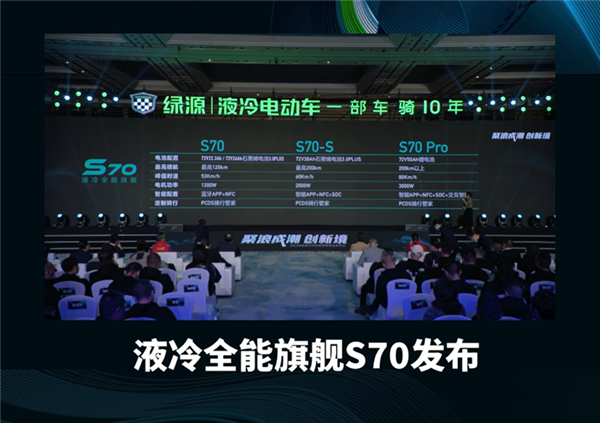 3499元起 绿源液冷全能旗舰S70发布：石墨烯电池能跑120km